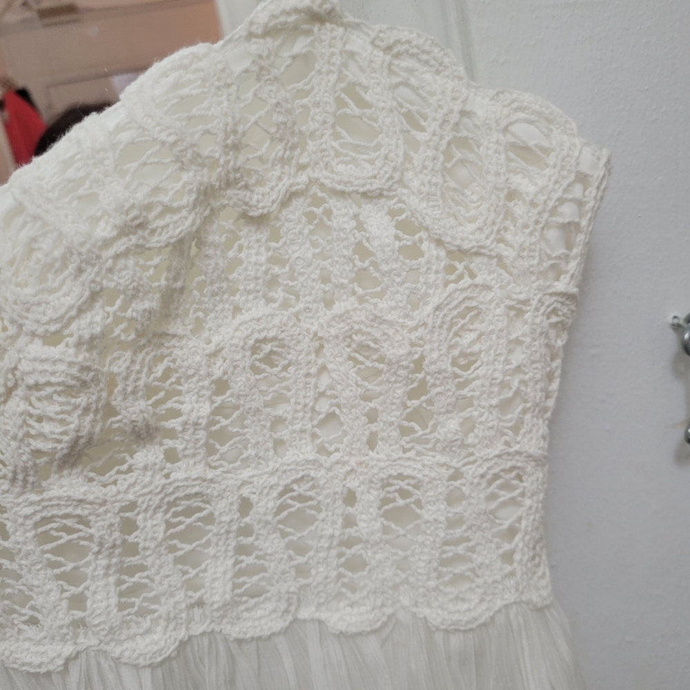 Mango‎ White Lace-Trim Maxi Dress NWT Boho Cottagacore Bridal Graduation - Picture 5 of 8